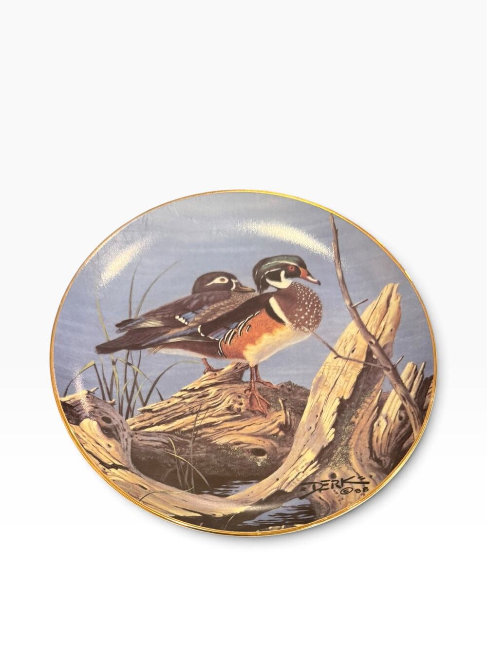 Vintage 1988 Derk Hansen "Evening Splendor" Wood Duck Collector Plate CabinCore
